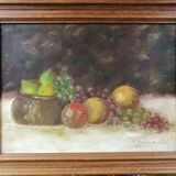 Nature morte aux fruits signée datée et encadrée 54cmX42cm