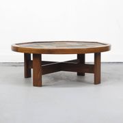 Large Round Vintage Brutalist Coffee Table