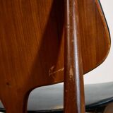 Midcentury Modern Chair by Elliots of Newbury in Black Leather and Teak, 1960s