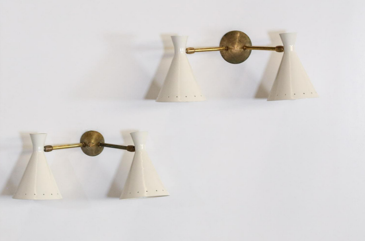 Italian wall lamp sconce double white