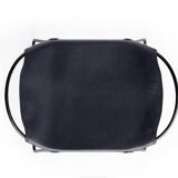 Tabouret de cuisine contemporain Organic Acier noir et cuir bleu marine