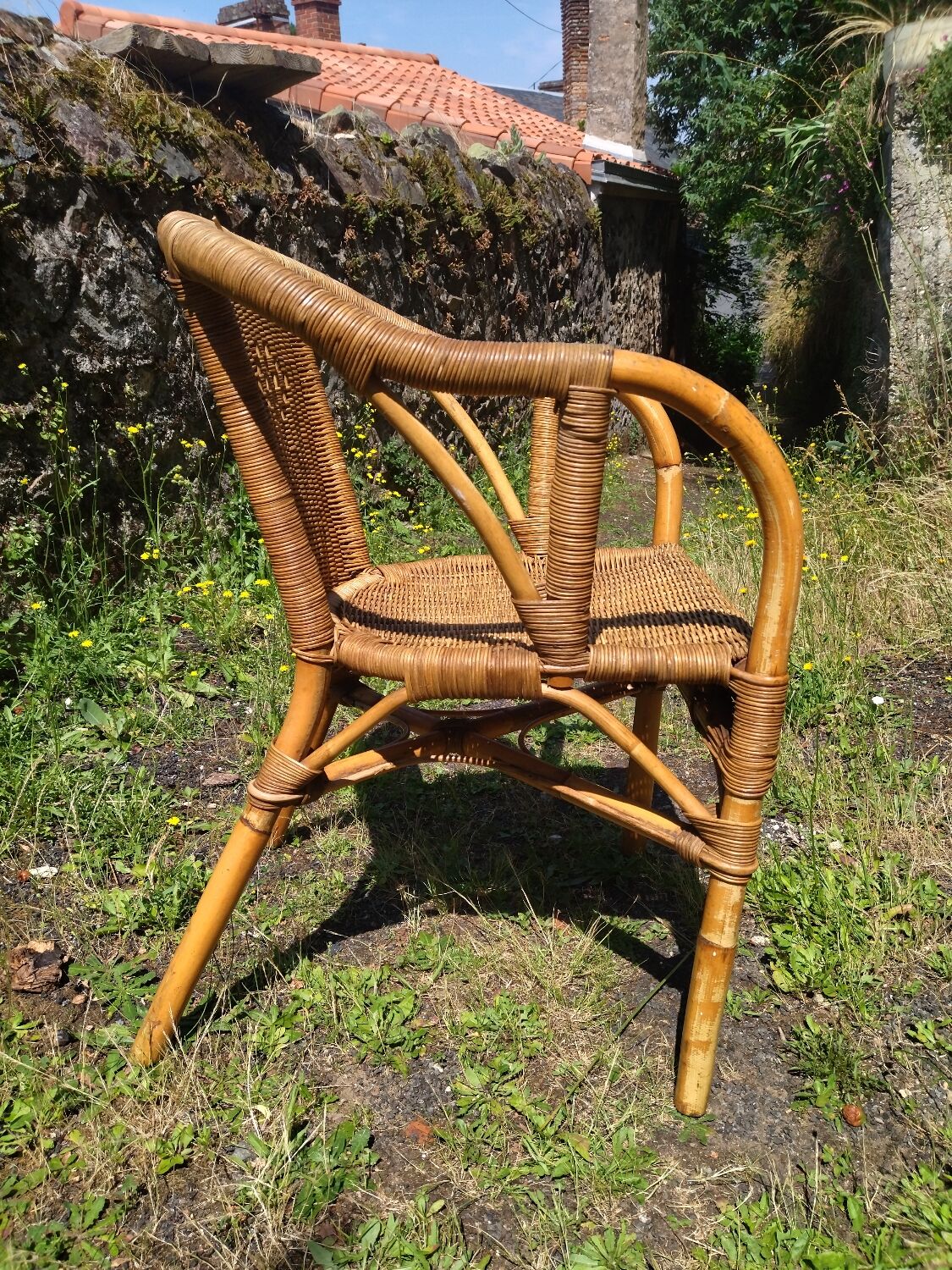 Adult chair wicker and bamboo