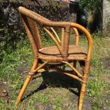 Adult chair wicker and bamboo