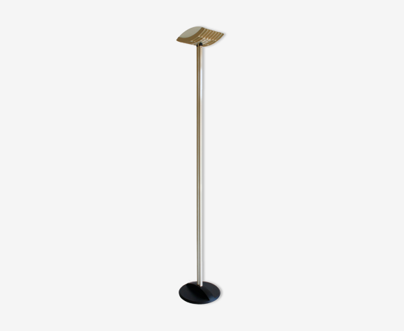 Lampadaire en verre et cadre en acier, années 1980