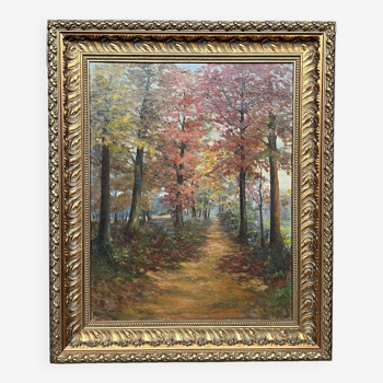 A.de Bavay large format painting “Forest landscape”.