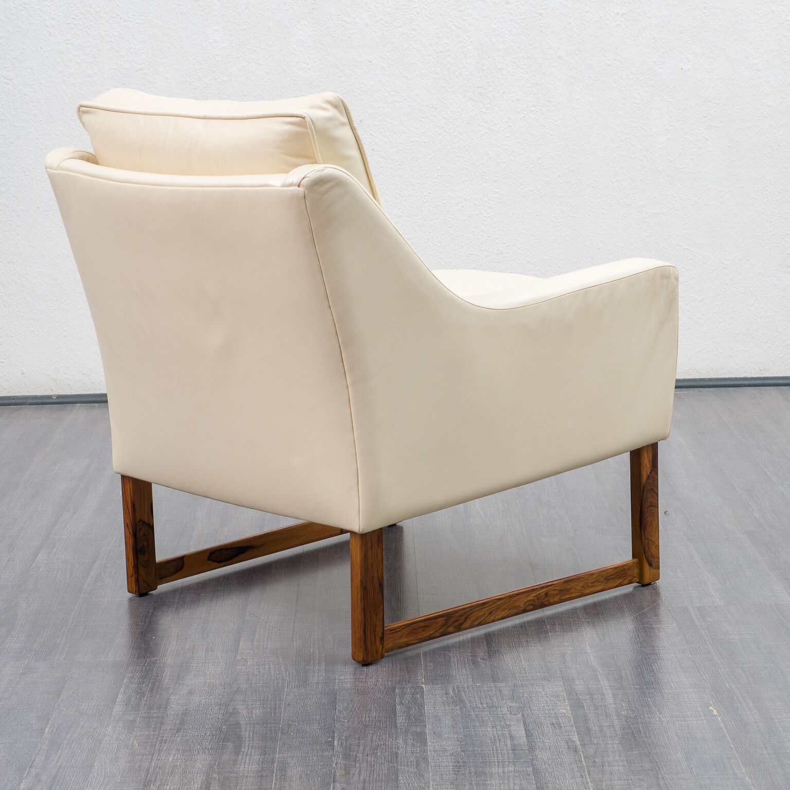 Sled armchair, teak, white leather, Kill International edition
