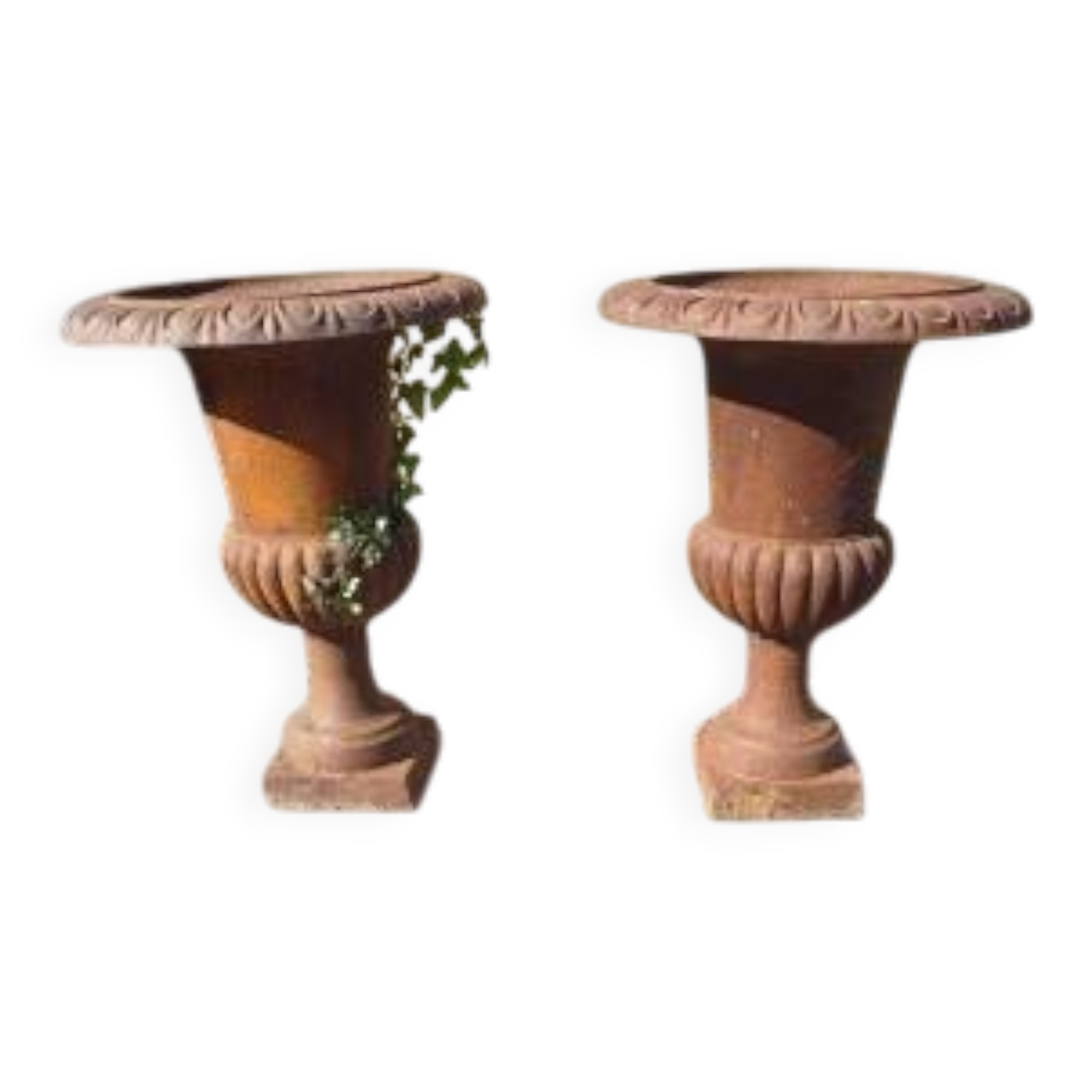 Pair of 19th-century cast iron Medici vases