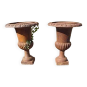 Pair of 19th-century cast iron Medici vases