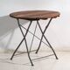 Table de jardin pliante ancienne en bois et fer – Europe centrale, vers 1950