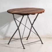 Antique folding garden table in wood and iron – Central Europe, circa 1950