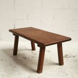 Coffee table, solid oak side table, folk art, 1950