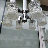 Vintage ceiling lamp in chrome plated and glass cut from targetti 1970 - 6 lamps