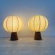 Pair of Goldkant Leuchten cocoon with teak base table lamps, 1970s