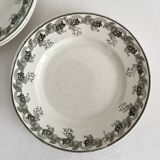 6 mismatched ironstone flat plates Murier Violetta