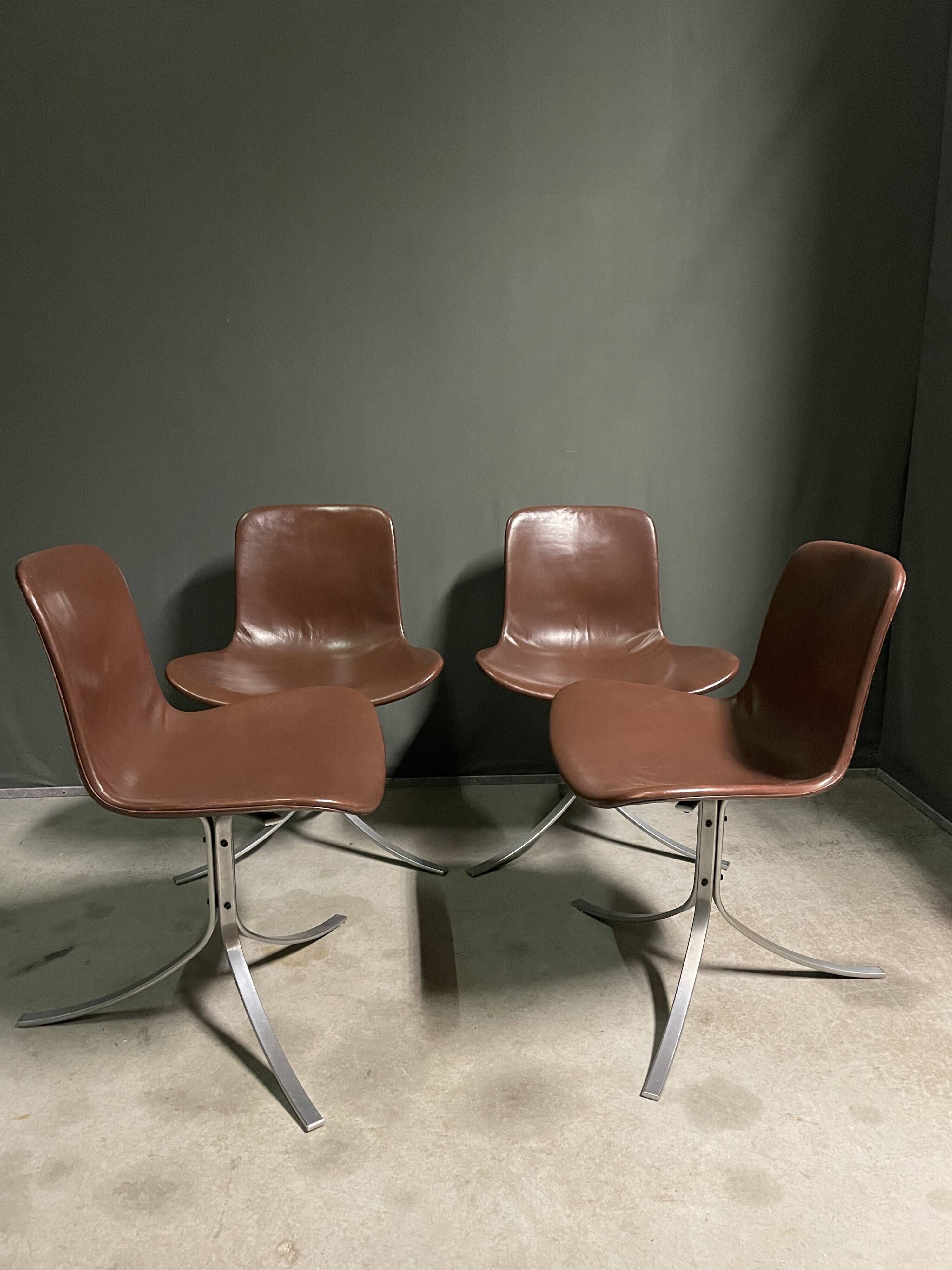 Set of 4 - pk9 chairs by poul kjærholm for e. kold christensen, 1960s