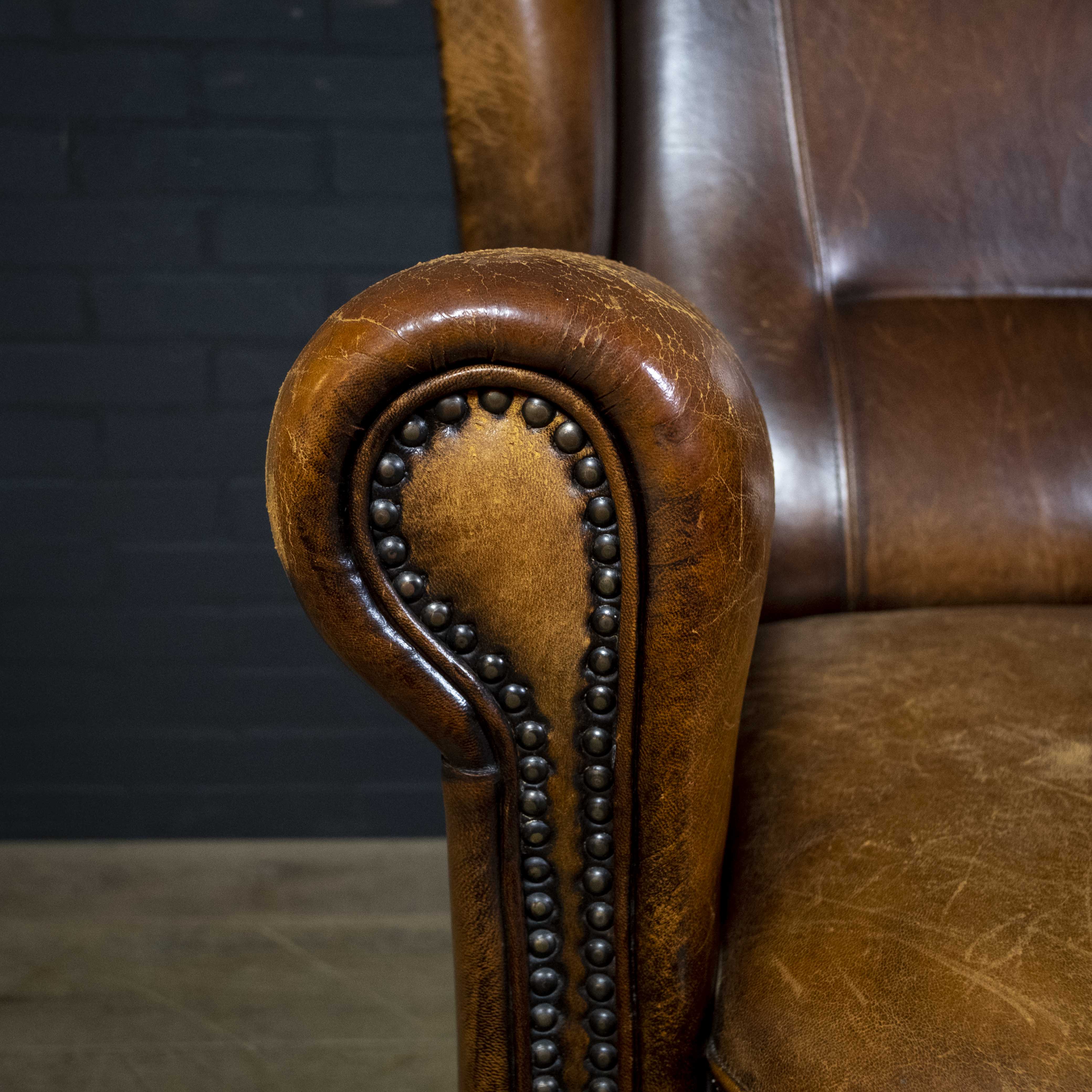 Fauteuil vintage Joris design cuir de mouton