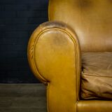 Set of leather french club armchairs