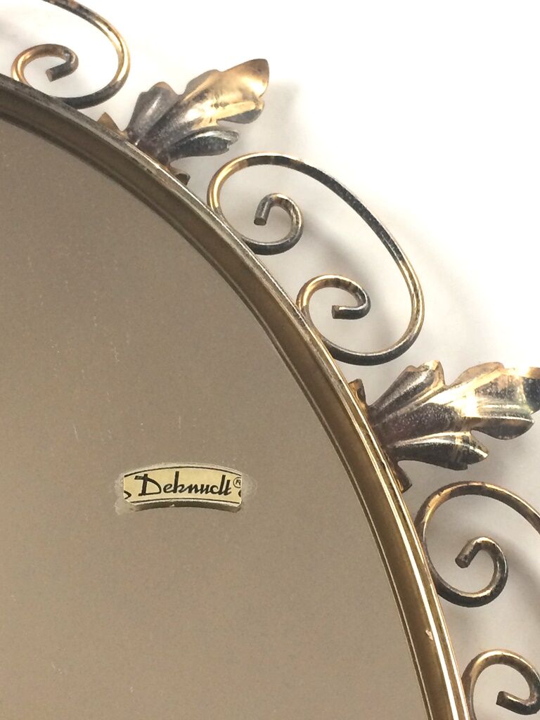 Deknudt 60s gold brass oval mirror- 65x50cm