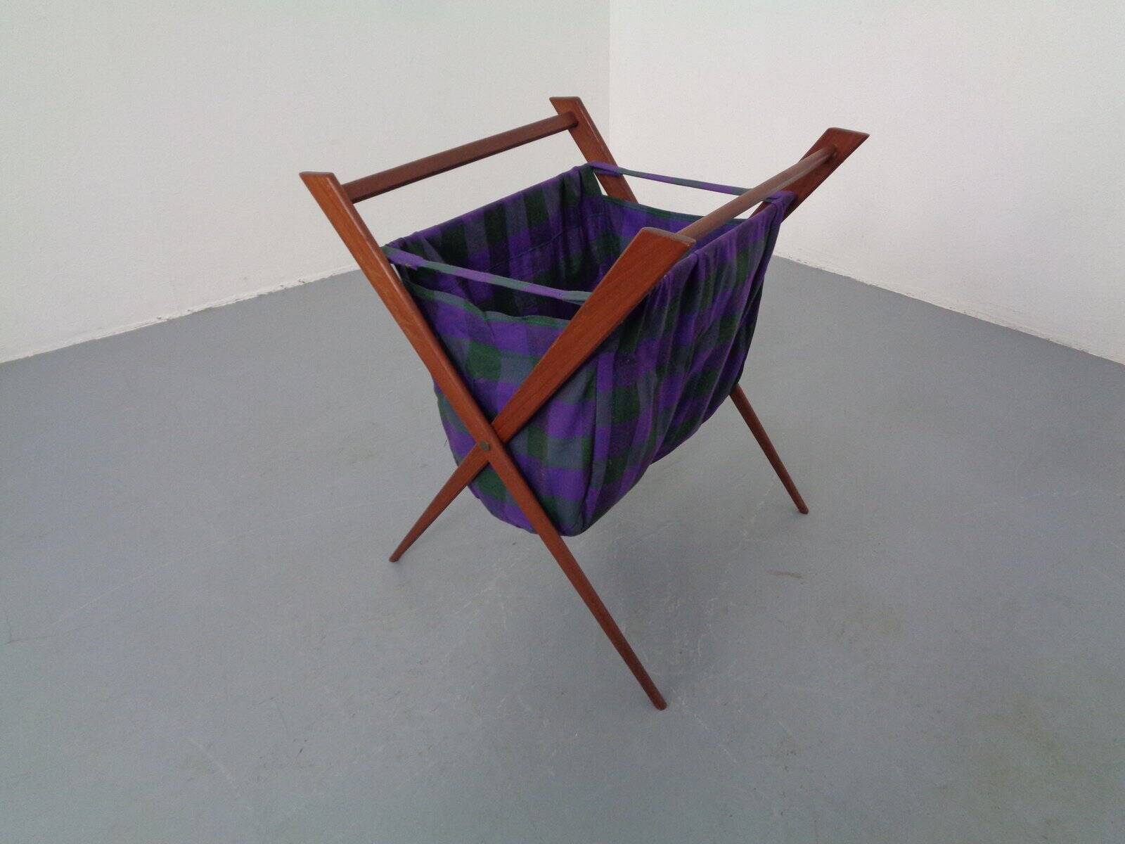 Danish Foldable Teak Magazine Rack, 1960s