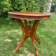 Round table and wrought iron chair