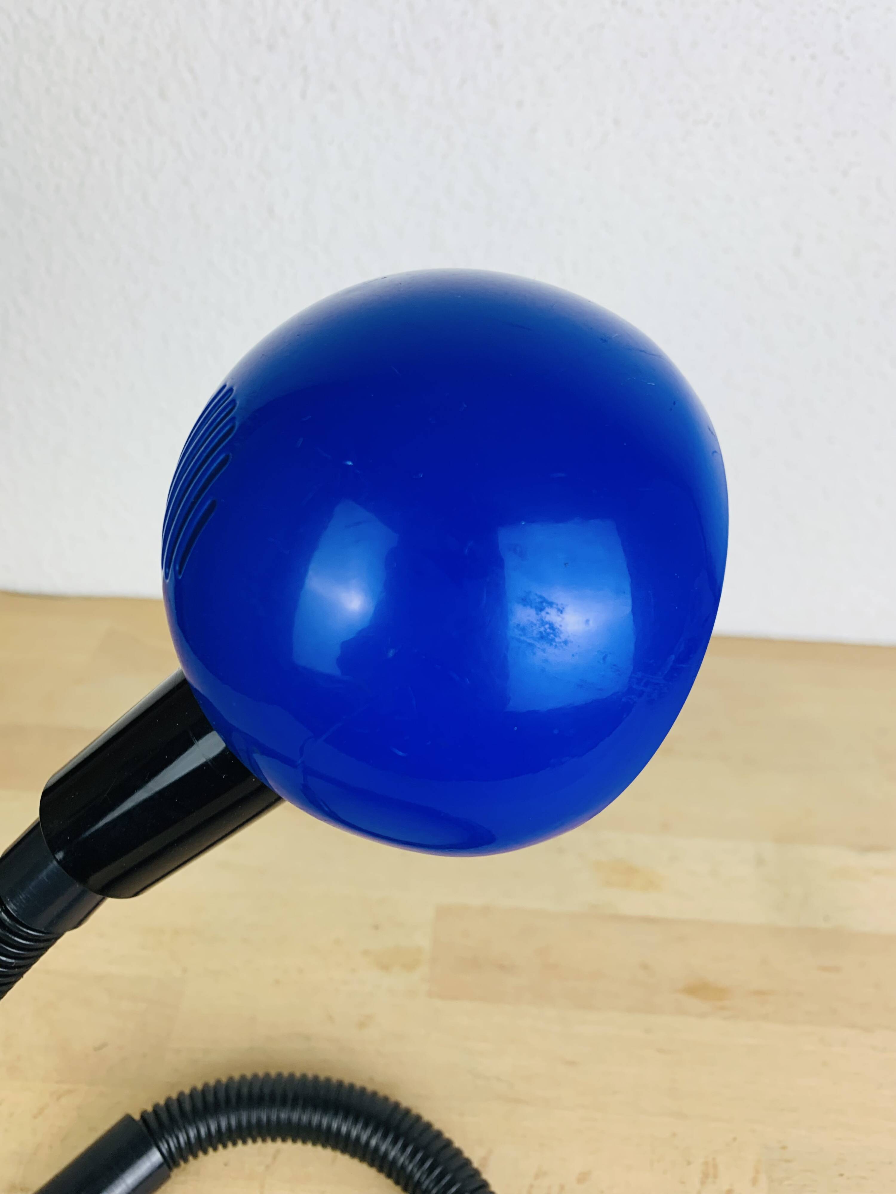 Blue flexible snake lamp, 80s, vintage