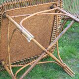 Vintage rattan lounge set 4 armchairs and table