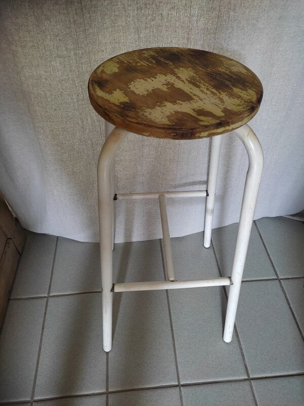 Bar top stool metal patinated seat wood dp 0922143
