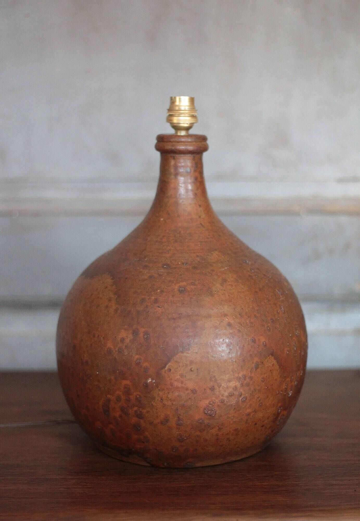 Vintage terracotta lamp, vintage lamp base, living room lamp, brown lamp