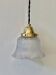 Industrial Holophane glass portable lamp with brass hook