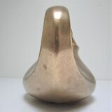 Stylized sculptural solid brass vase with handle