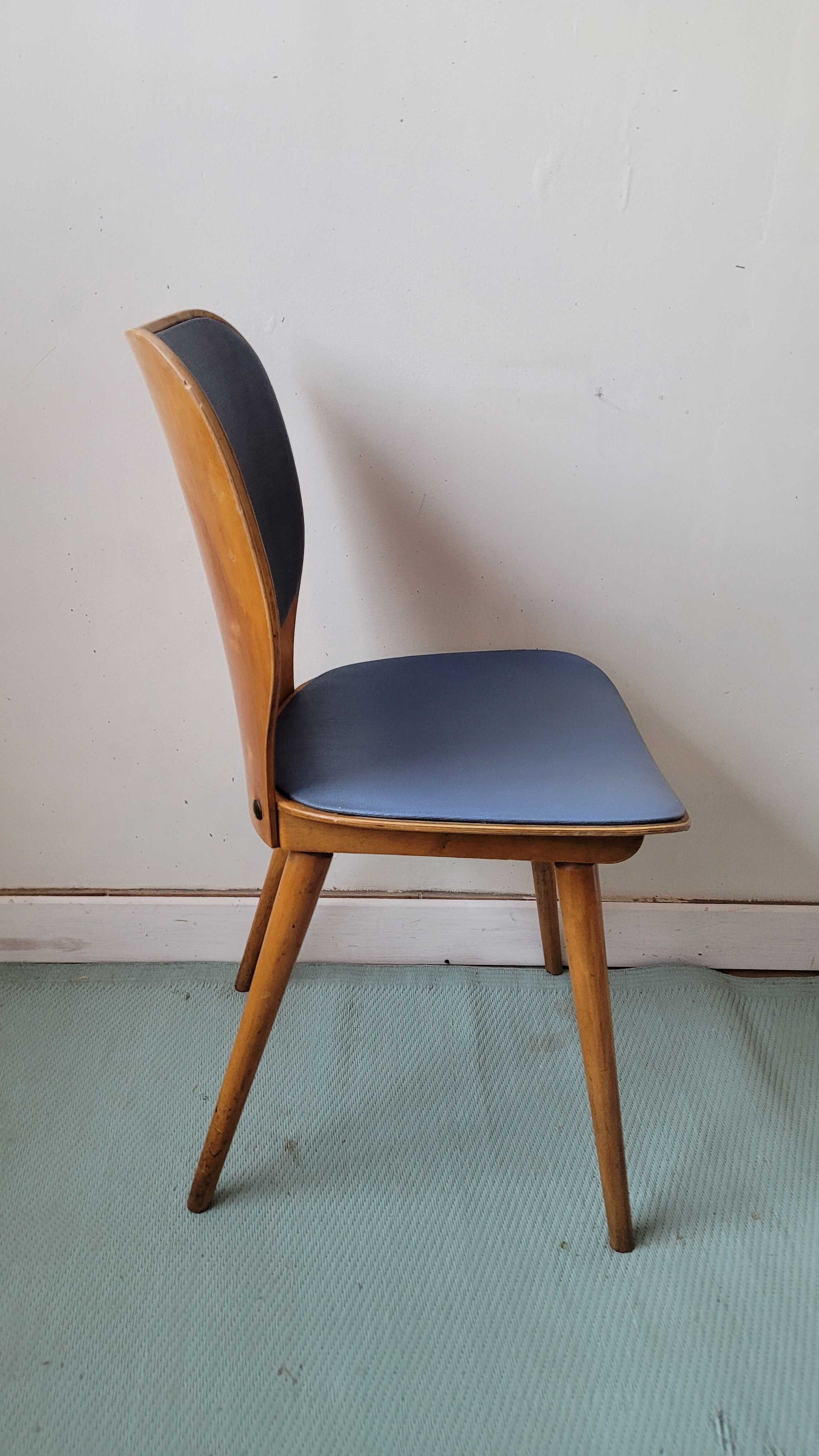 Baumann chair in vintage wood seat skai model N°800 Max Bill