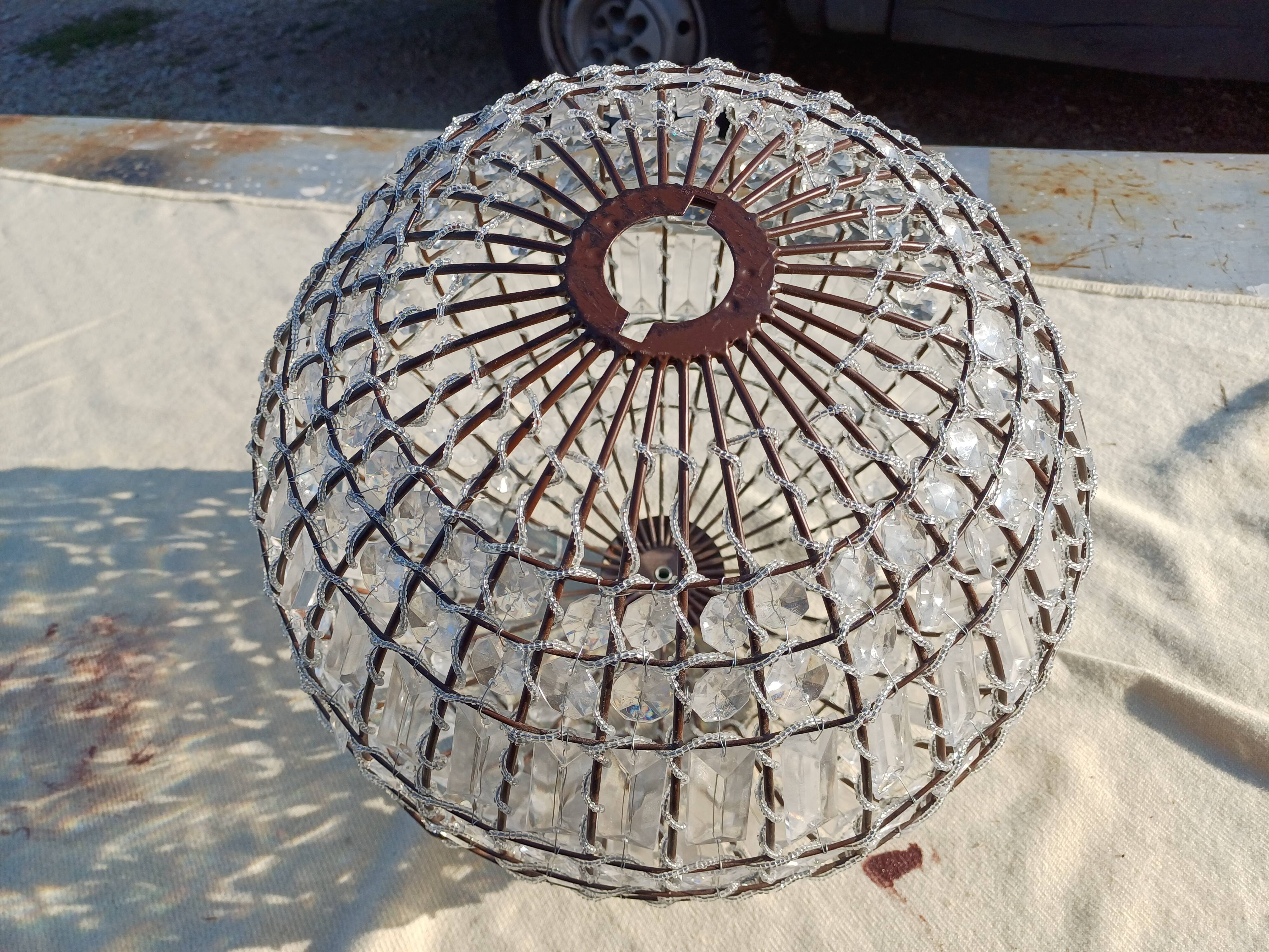 Lustre rond a pampilles verre