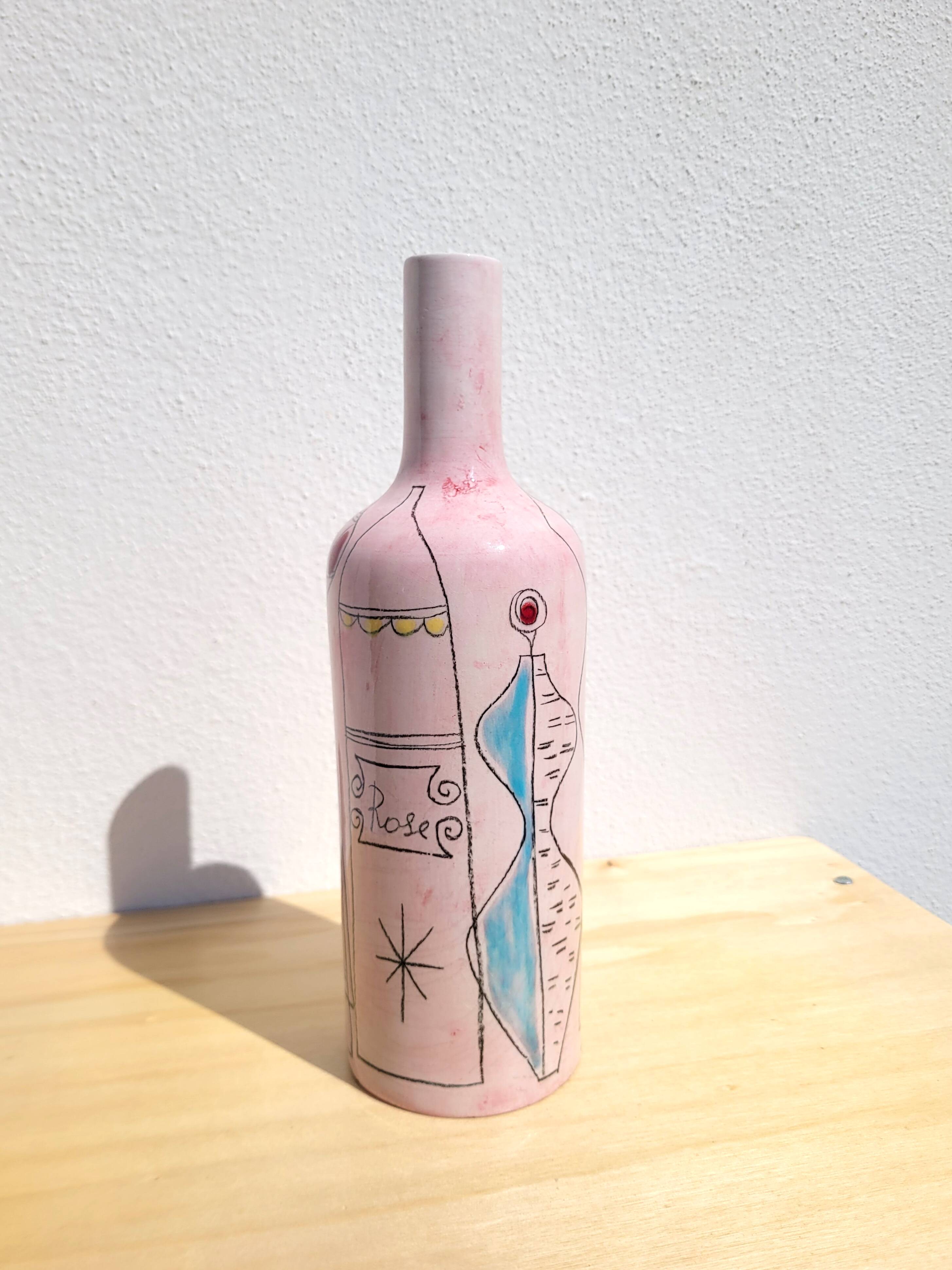 Pink soliflore vase bottle Sct Prato Italy