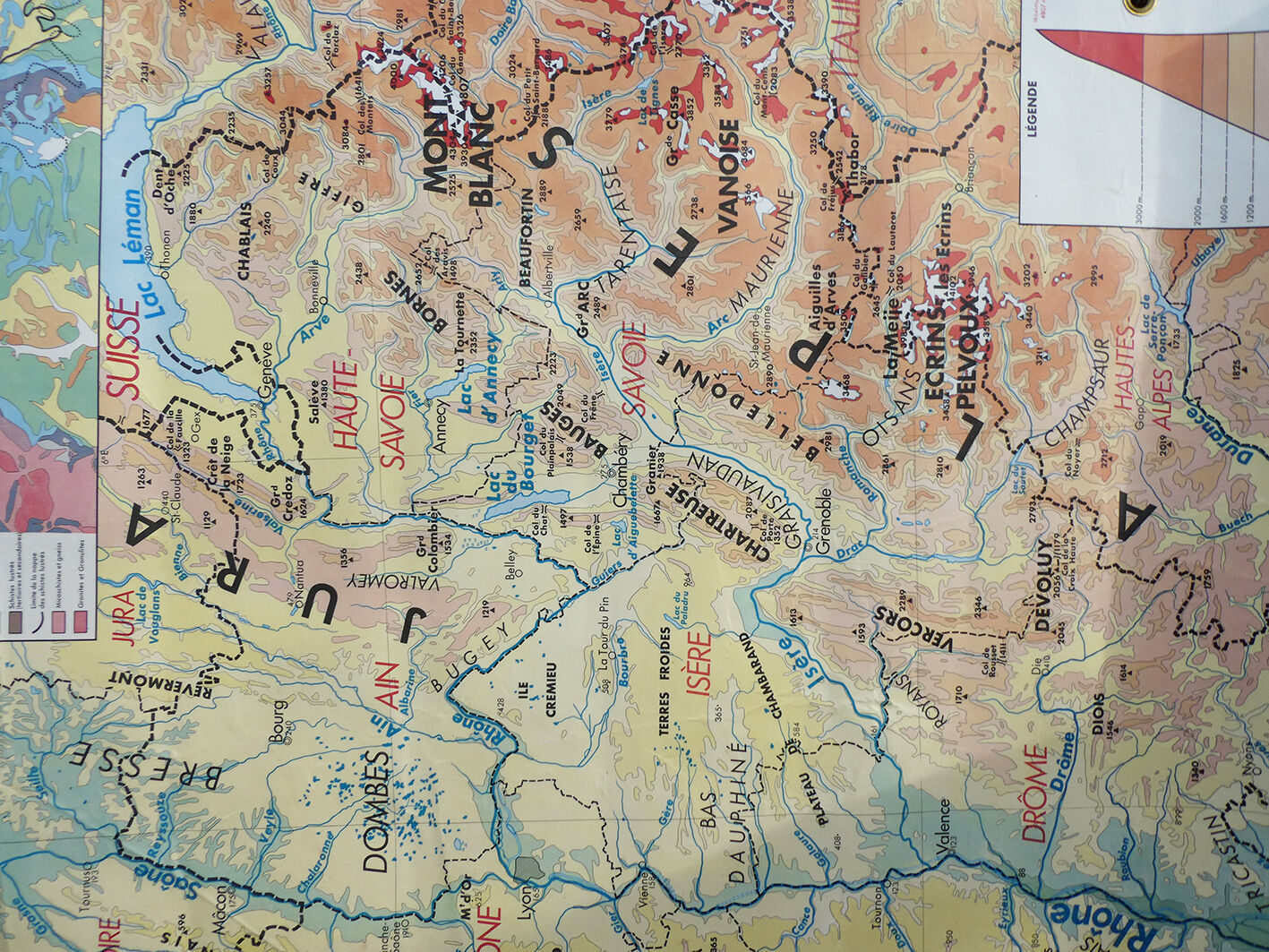 Old school vintage MDI Rhône-Alpes map