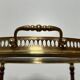 Oval Rolling Table in Brass and Mahogany with Openwork Gallery and Bottle Holder
