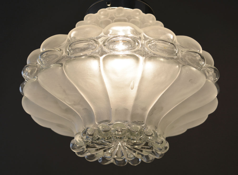 Original Vintage 1960's Lobed Glass Pendant Light