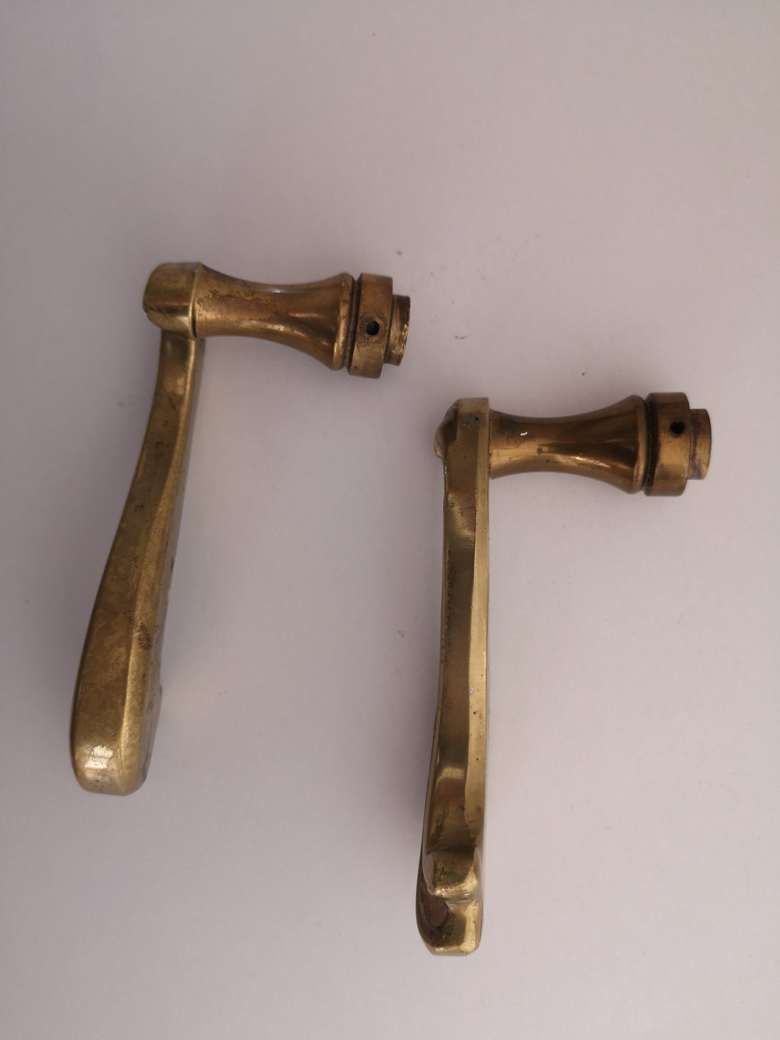 Set of 10 pairs of solid brass door handles – antique style / classic