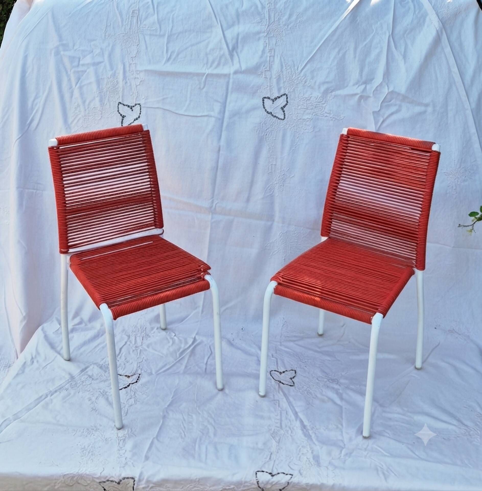 2 scoubidou children's chairs - 1950s