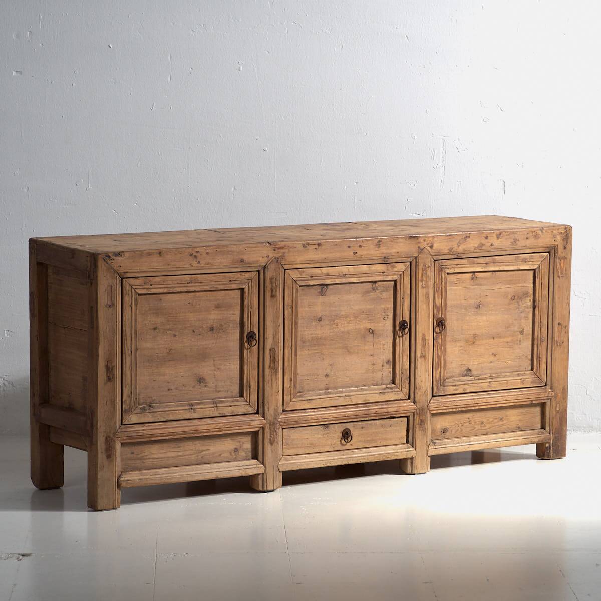 Antique three-door pine wood sideboard (circa 1920)
