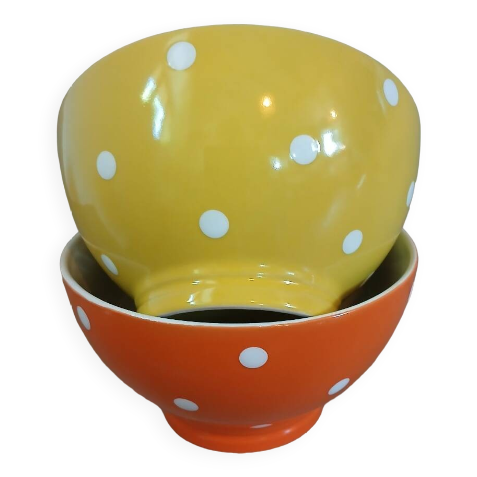 2 large polka dot bowls