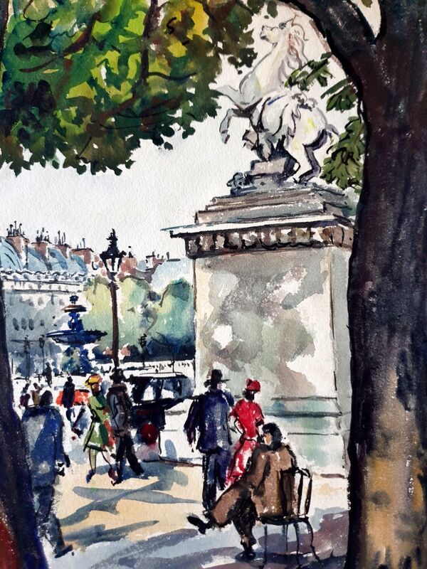 André Duculty (1912-1990) Watercolor on paper "Pont Alexandre III à Paris" Signed lower left