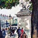 André Duculty (1912-1990) Watercolor on paper "Pont Alexandre III à Paris" Signed lower left