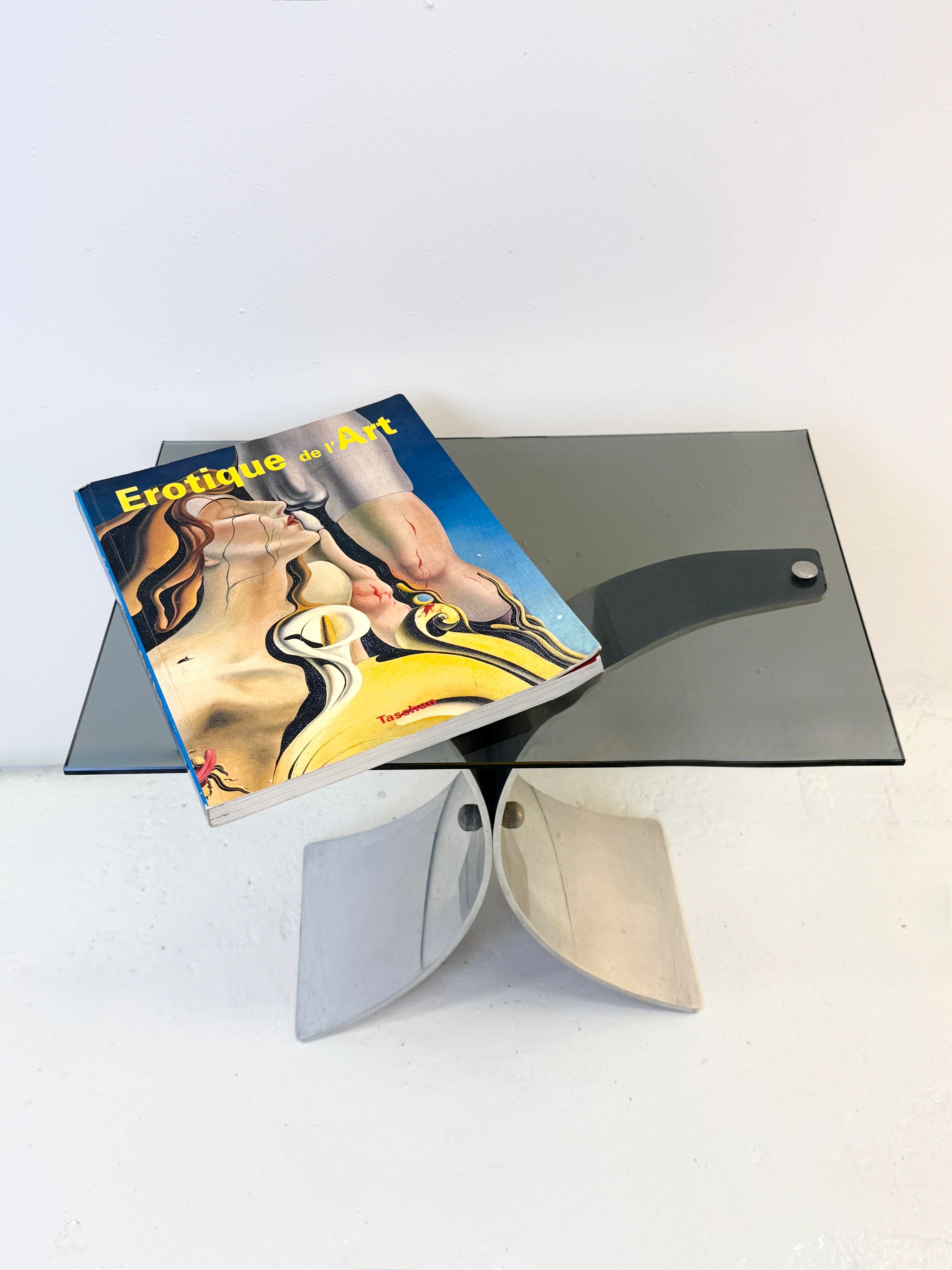 Space age side table in brushed steel, 1970s
