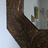 Bevelled handmade mirror in old repulsed copper - 54x45cm