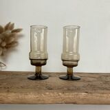 6 smoked glass flutes