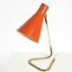 Beautiful, Large Mid-Century Modern Brass Table Lamp with a Brick-Red Shade
