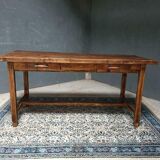 Old pine dining table with drawers
