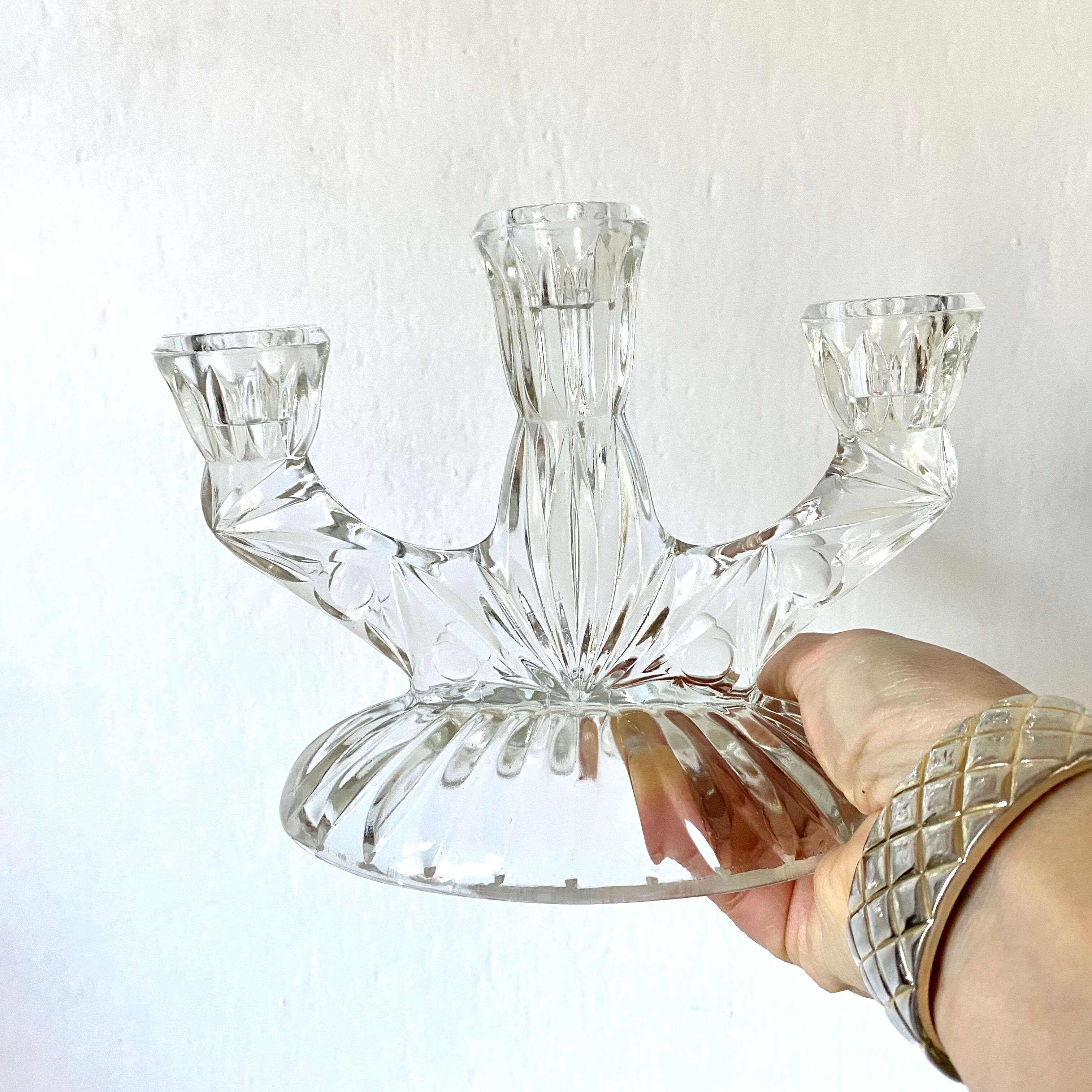 Pair of glass candlesticks