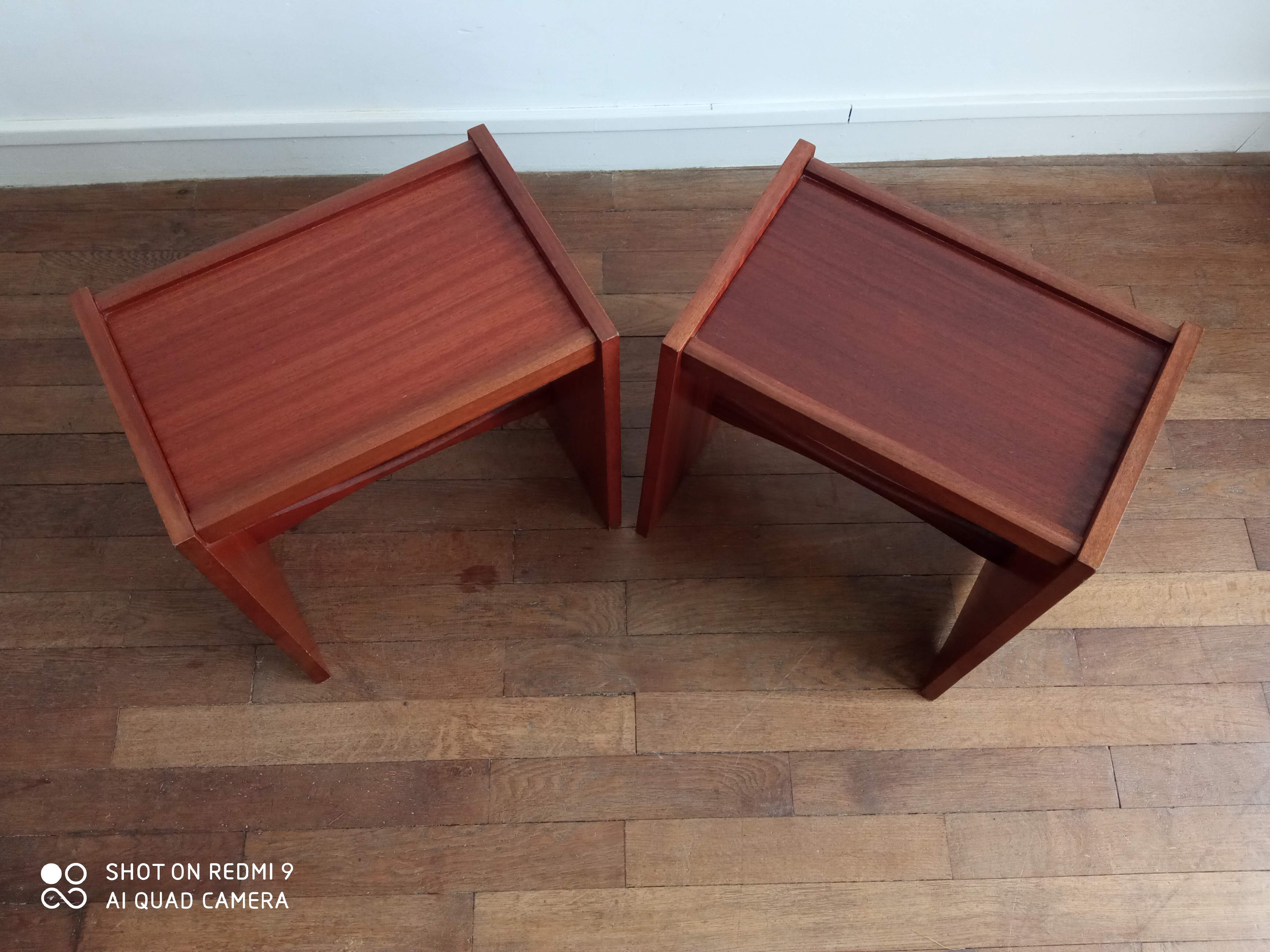 Pair of sofa ends/bedside tables in vintage Gautier teak