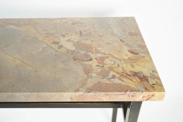 Console art moderne acier peint et marbre